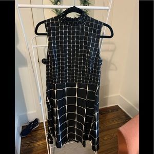 High neck geometrical sheath dress
